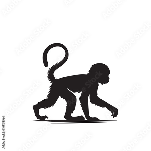 Silhouette of monkey vector icon set illustration isolated on white background.