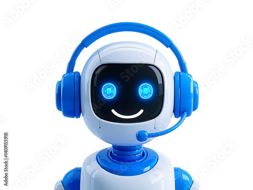 Happy robot. 3d ai character, chat bot mascot isolated on white background, GPT chatbot icon. Artificial intelligence, trendy technology, support service, funny automation computer 