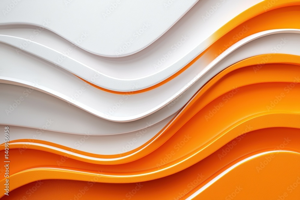 Obraz premium Abstract waves of orange and white create a vibrant, dynamic design.
