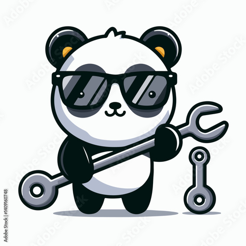 cartoon panda wearing glasses vector illustration