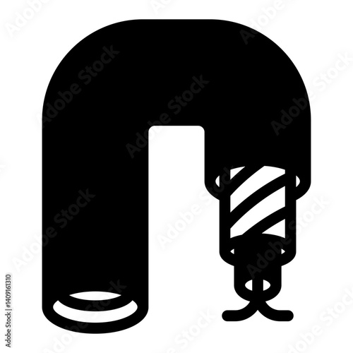 Fiber optic cable cord solid icon, electronic equipment concept. Vector graphics. Wire with signal guard sign on white background, glyph style mobile or design.