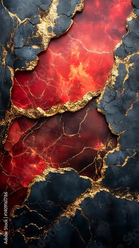 Abstract Lava and Gold Mobile Wallpaper Stunning Red and Black Texture Wallpaper