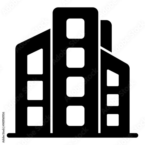 New multi family apartment house solid icon, building construction concept. Vector graphics. Real estate sign on white background, glyph style mobile or design.