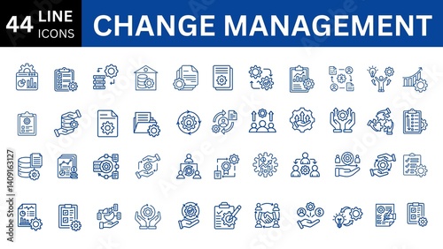 Change management editable icon set. Editable stroke. Vector illustration.
