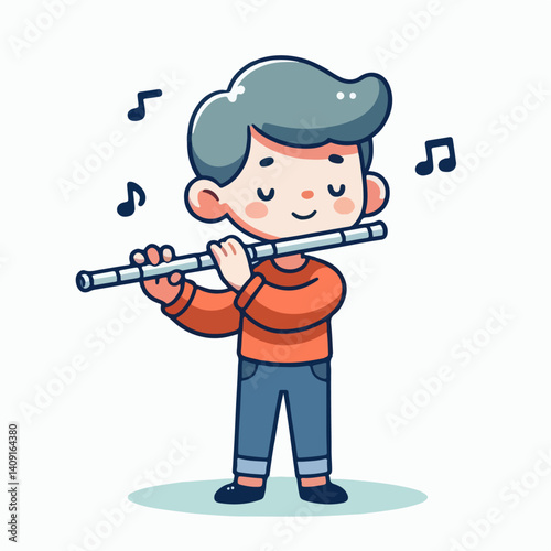vector illustration of playing the flute