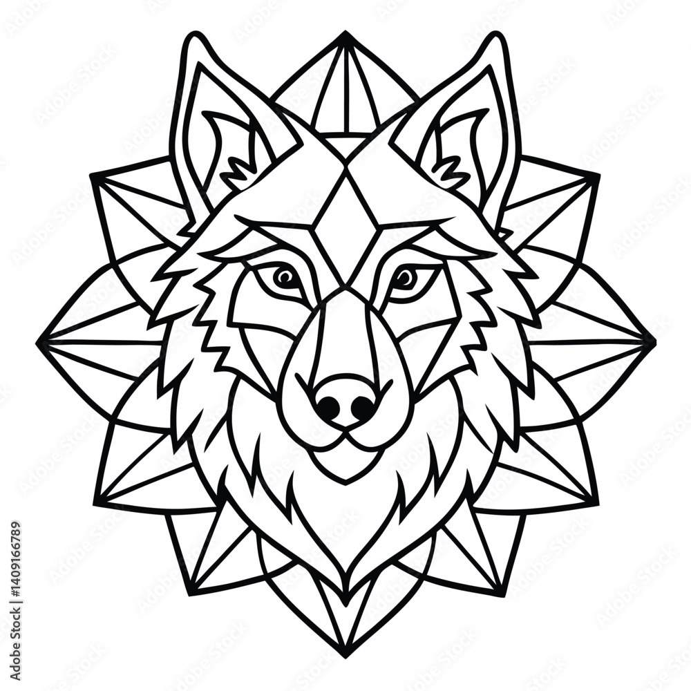 Fototapeta premium Tribal lion head vector illustration is a black art design for a tattoo symbol