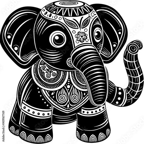 Adorable Clay Elephant Toy with Gentle Lighting and Fine Details