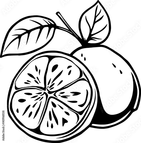 Fresh Lime Illustration A Halved Lime With Leaves