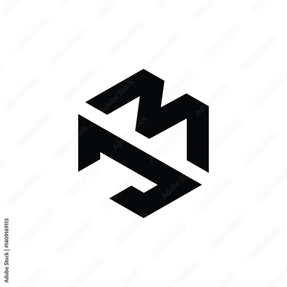 Initial JM Logo Polygon Shape Letter logo Design white background Initial JM Logo Polygon Shape Letter logo Design white background