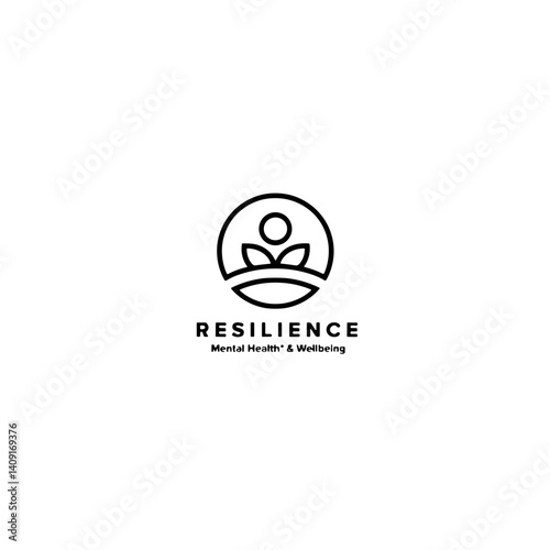 Mental health resilience logo with nature elements, symbolizing wellbeing