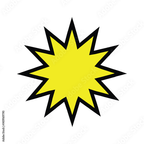 Bright yellow starburst graphic design element.