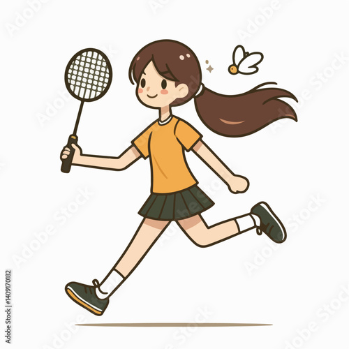 badminton player cartoon vector illustration
