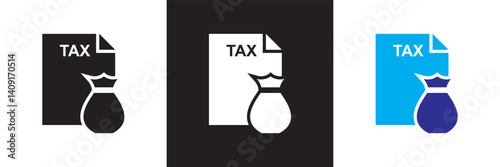 Tax  icon set. Vector for websites, mobile interfaces, presentations, banner, visual branding etc. Vector illustration. isolated on white and black background. EPS 10