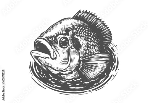 Tilapia fish hand drawn sketch illustration vector
