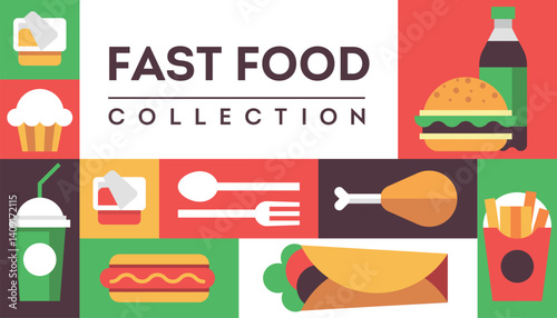 Fast food background vector menu poster flyer bright pattern seamless