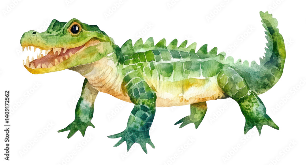 Obraz premium PNG Cute crocodrile illustration watercolor crocodile.