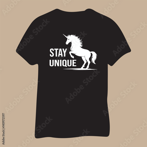 Stay Unique Unicorn T-Shirt Design - Fun Black Graphic Tee