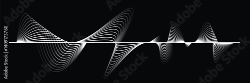 Digital sound equalizer . Audio signal frequency signal . Abstract flow linear fluid wavy shape . Acoustic volume lines .Curved lines pattern . Music sound wave . Vector illustration