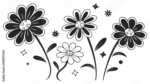 set-groovy-daisy-flowers-set--flat-black-icons--si.eps