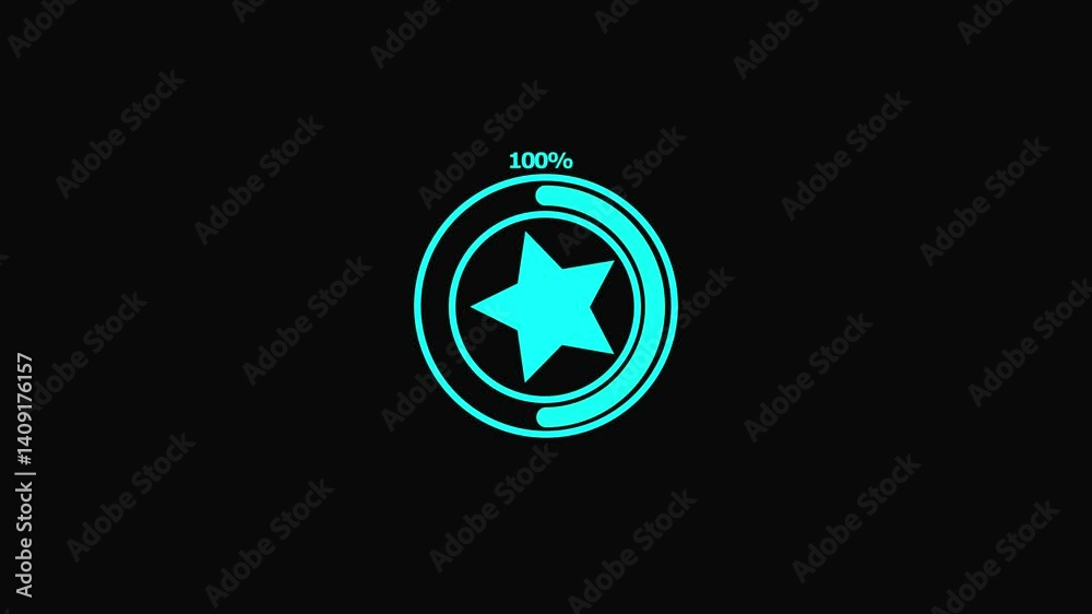 Glowing star 100%rotation icon - Vertical round icon animation on black background Glowing star 100%rotation icon - Vertical round icon animation on black background