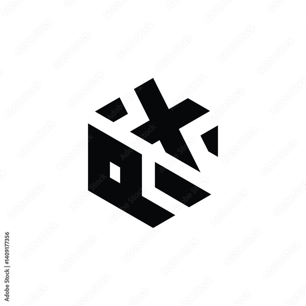 Obraz premium Initial PX Logo Polygon Shape Letter logo Design white background 