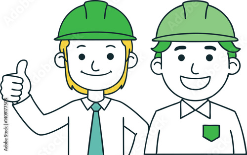 Friendly Construction Workers: A Cheerful Cartoon Representation of Safety and Teamwork