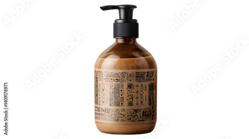 Artistic Label on a Shiny Black Bottle for Premium Branding