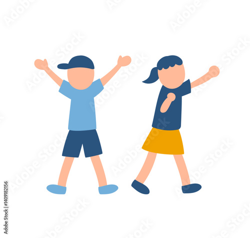 元気いっぱいな男の子と女の子のイラスト