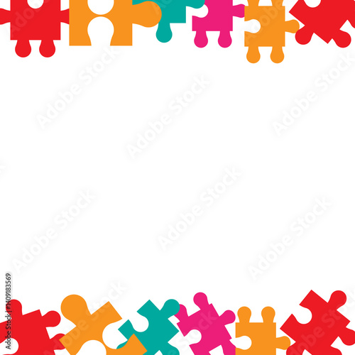 colorful puzzle pieces and frame