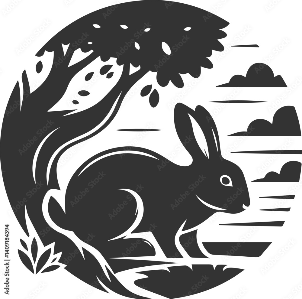 Obraz premium Forest rabbit animal silhouette vector