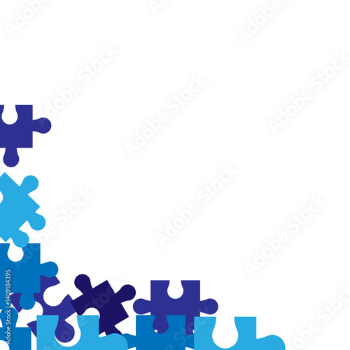 Blue colorful puzzle pieces