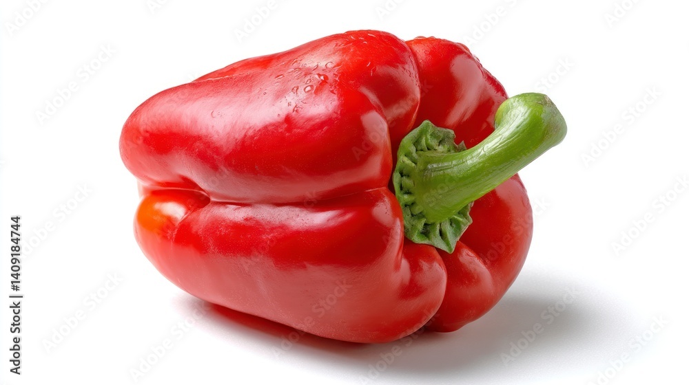 Single Red Bell Pepper Isolated on White Background Single Red Bell Pepper Isolated on White Background