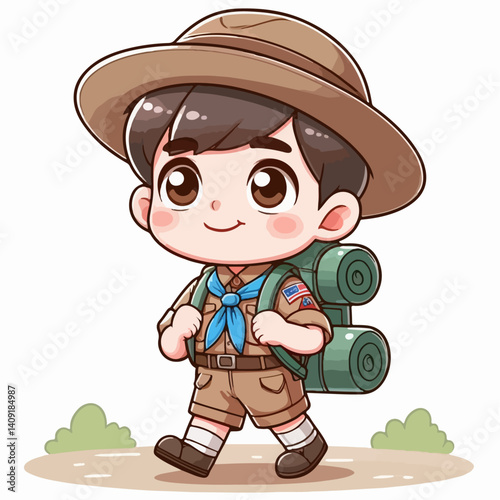 cartoon vector illustration of scout boy