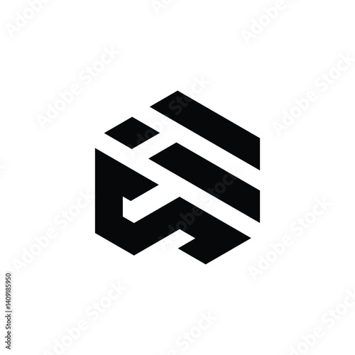 Initial SI Logo Polygon Shape Letter logo Design white background