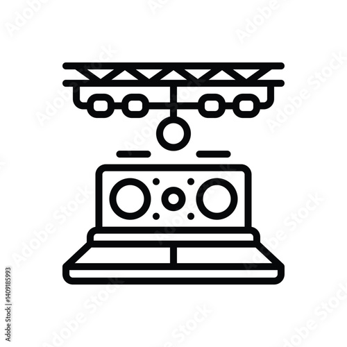 Black line icon for dj
