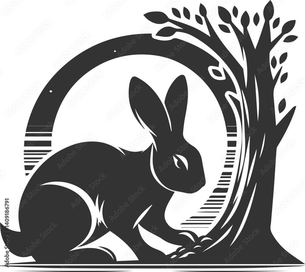 Obraz premium Forest rabbit animal silhouette vector