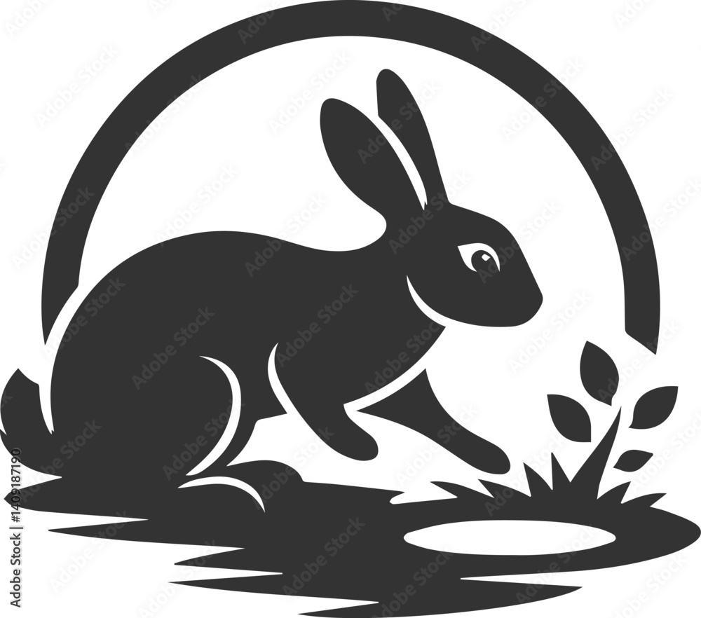 Obraz premium Forest rabbit animal silhouette vector