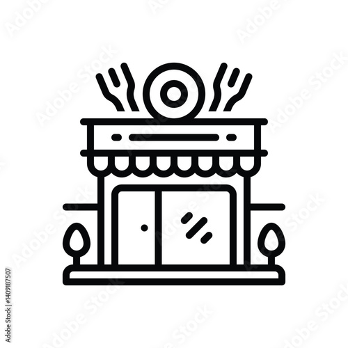 Black line icon for restaurant