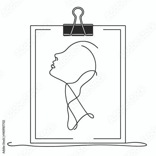 Line art portrait of a woman in a minimalist style