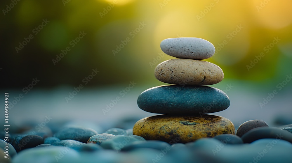 Stacking Rocks Creates Peaceful Balance on Pebble Beach Stacking Rocks Creates Peaceful Balance on Pebble Beach