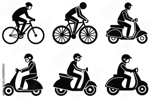 Black silhouette of a woman cyclist riding a bicycle, a vector illustration of sport cycling fun