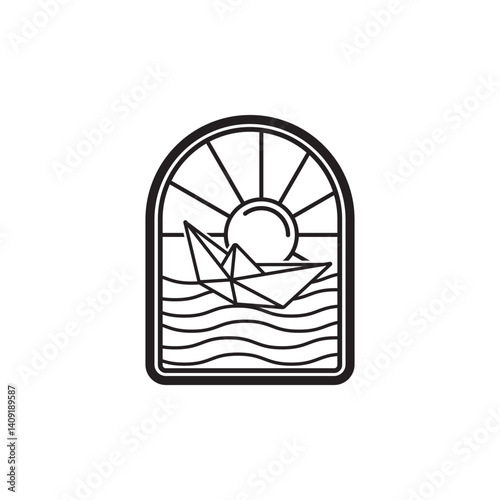 Paper boat symbol logo icon,illustration design