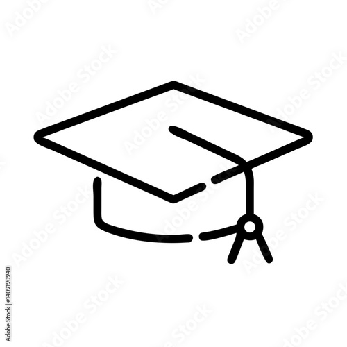 Simple black graduation cap icon with tassel for educational content
