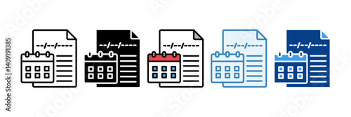Schedule  Icon Set Multiple Style Collection