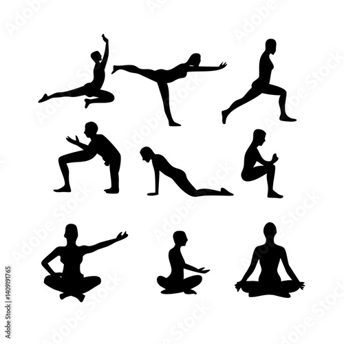 yoga silhouettes set