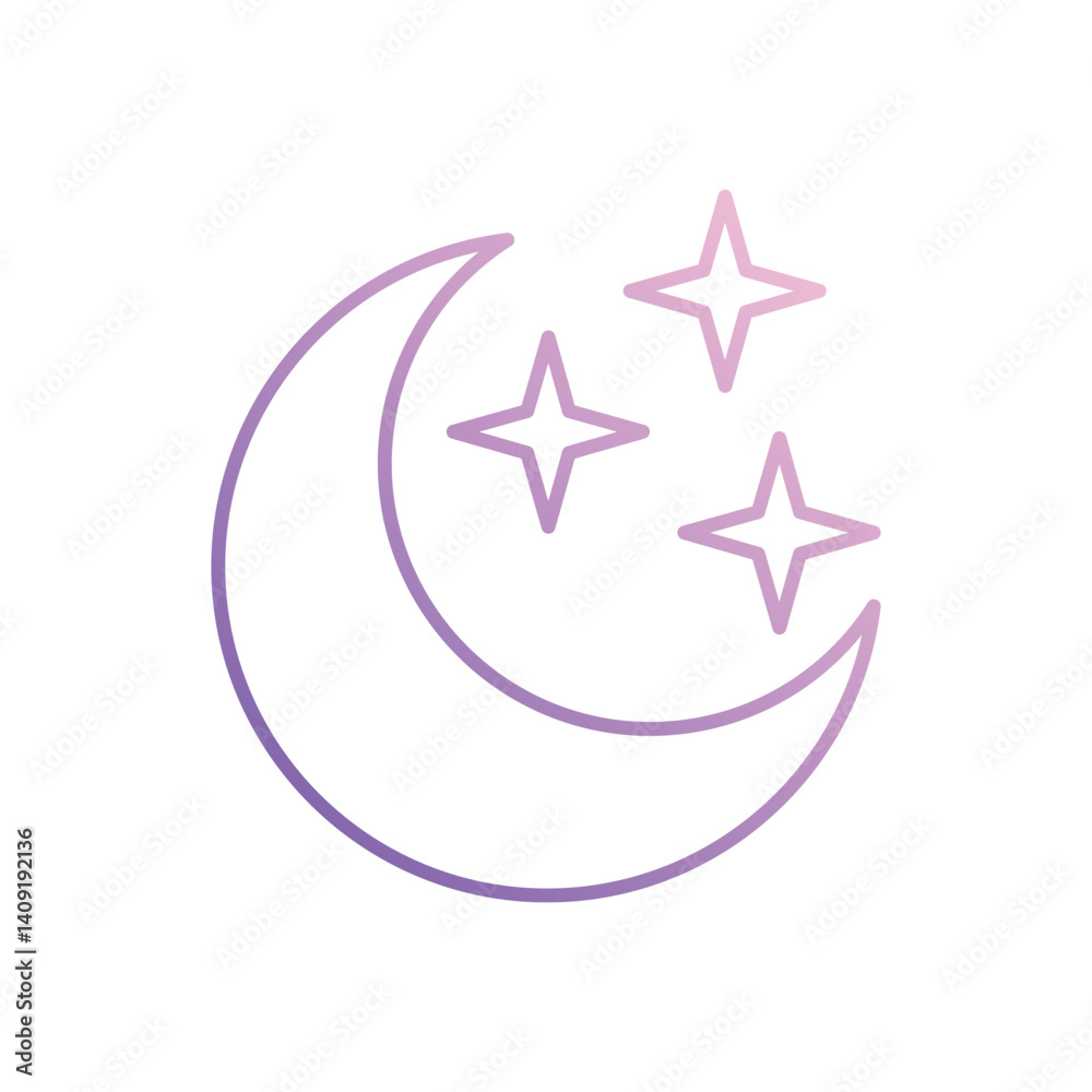 Moon With Stars icon vector stock illustration Moon With Stars icon vector stock illustration