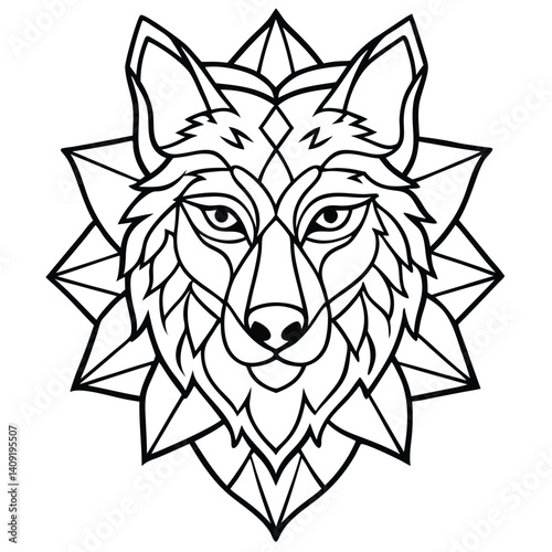 Wild animal head vector art, a tribal wolf tattoo mascot symbol