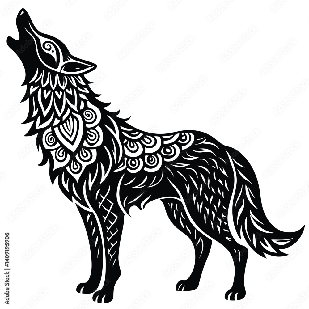 Obraz premium A black vector illustration shows a wild horse head silhouette with a flowing mane
