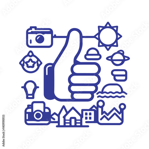Thumbs up and down icon set for business and web design concepts