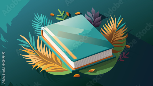 Blank book cover mockup layout design with shadows for branding. Vector illustration.